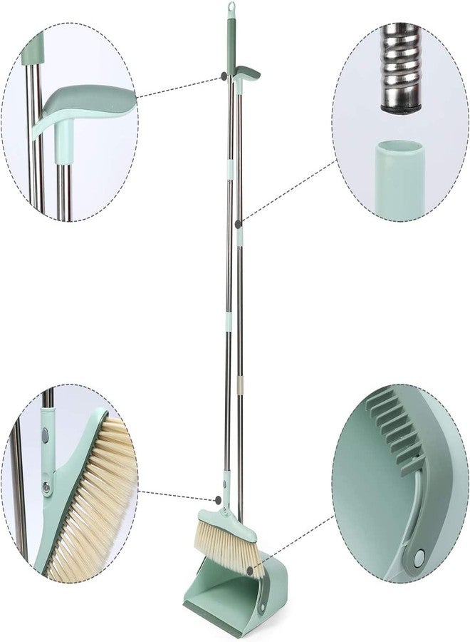 TRADY طقم مكنسة ومجرفة متعددة الوظائف للتنظيف المنزلي من TRADY، مصنوع من البلاستيك الناعم، بمقبض طويل، ومزود بمجرفة دوارة وحافة مطاطية. - Image 3